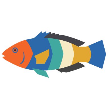 Balık ikonu. Düz stil. vektör illüstrasyonu