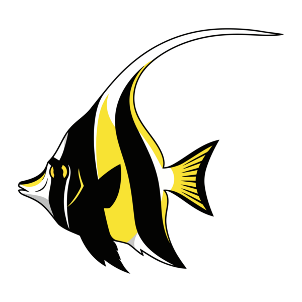 Siyah arkaplanda balık simgesinin vektör çizimi