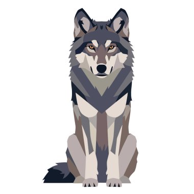 Çizgi film tarzında bir kurt. vektör görüntü. beyaz arkaplanda izole.