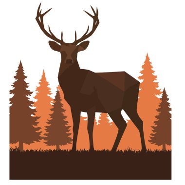 Geyik orman vektör illüstrasyon tasarımı