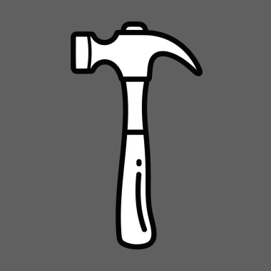 Beyaz başlı ve saplı bir çekicin basit bir çizimi.