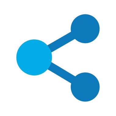 İki düğümü olan biçimlendirilmiş bir mavi ağ bağlantı sembolü.