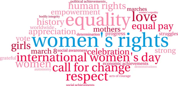 Derechos de las mujeres Word Cloud — Vector de stock