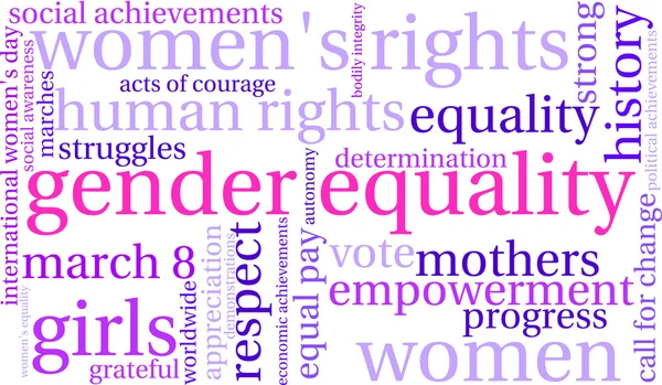 Igualdad de género palabra nube — Vector de stock