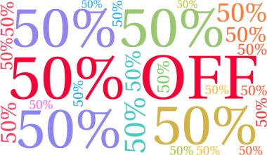 %50 off - elli yüzde kelime bulutu