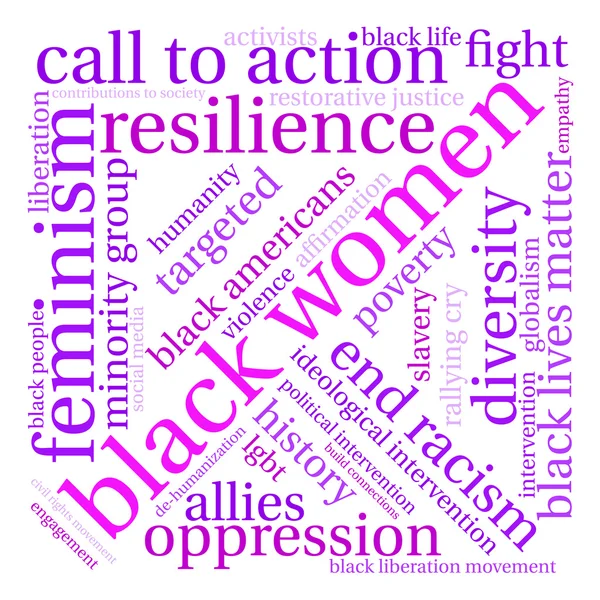 Noir Femmes Word Cloud — Image vectorielle