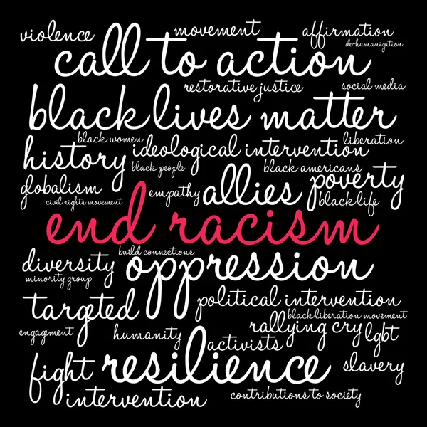 Acabar con el racismo Word Cloud — Vector de stock