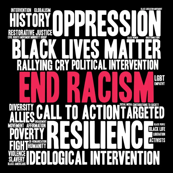 Acabar con el racismo Word Cloud — Vector de stock