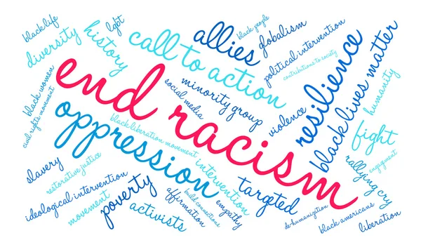 Acabar con el racismo Word Cloud — Vector de stock