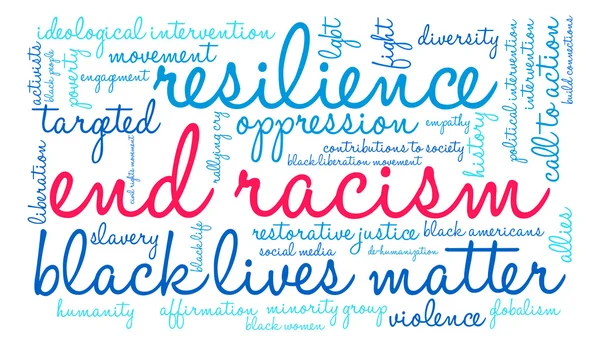 Mettre fin au racisme Word Cloud — Image vectorielle
