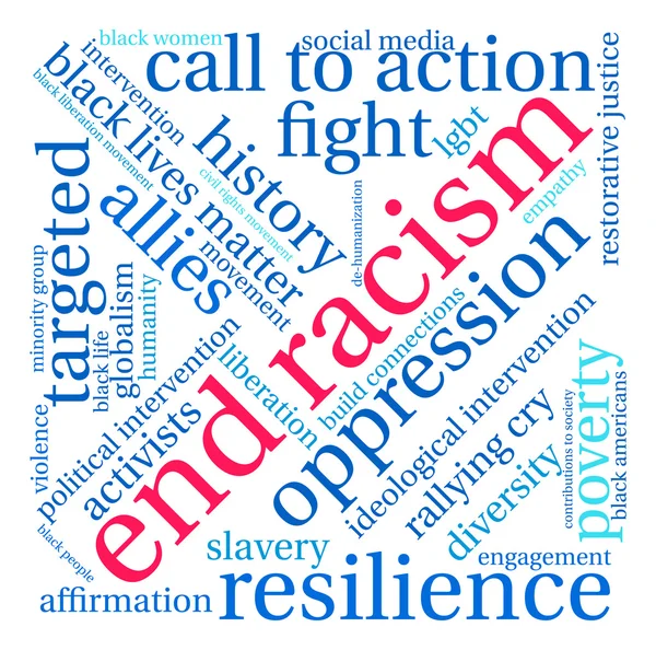 End Racism Word Cloud — Stock Vector