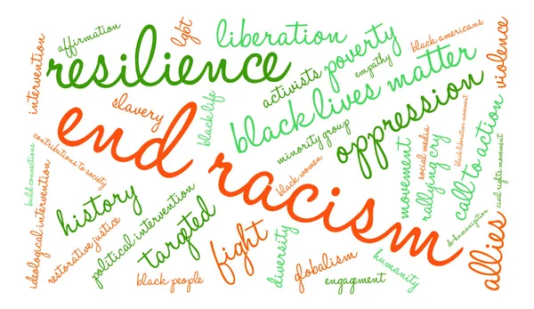 Mettre fin au racisme Word Cloud — Image vectorielle