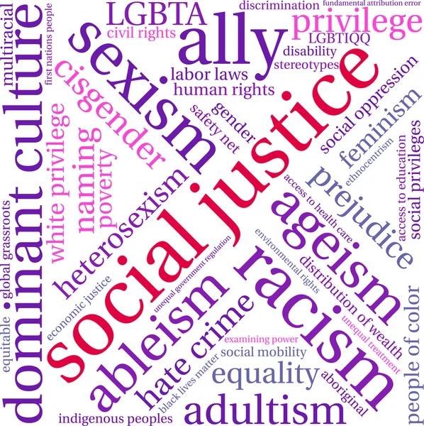 Justicia Social Word Cloud — Vector de stock