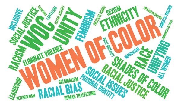 Nube de palabras de mujeres de color — Vector de stock