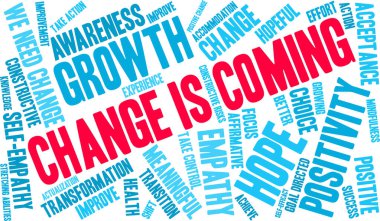 Değişim beyaz bir arkaplanda gelen kelime bulutu. 