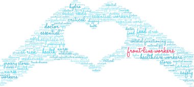 Ön hat çalışanları beyaz arka planda kelime bulutu. 