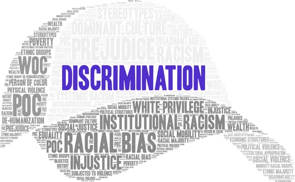 Beyaz arka planda ayrımcılık kelime bulutu. 