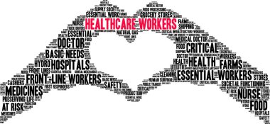 Healthcare Workers word cloud on a white background.  clipart