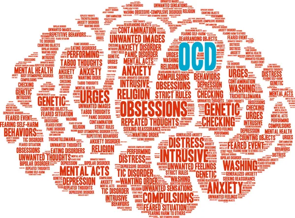 Ocd Słowo Chmura Białym Tle — Wektor stockowy