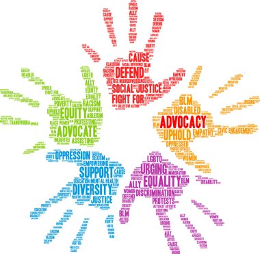 Advocacy word cloud on a white background.  clipart