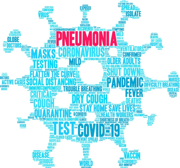 Pneumonia Dari Awan Kata Coronavirus Pada Latar Belakang Putih - Stok Vektor
