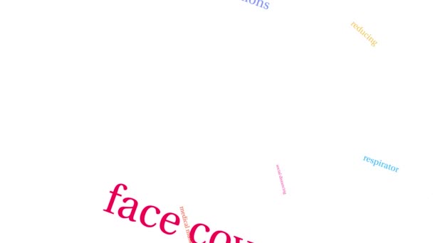Face Coverings Анимированное Облако Слов Белом Фоне — стоковое видео