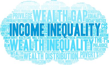 Beyaz arkaplanda gelir eşitsizliği bulutu. 
