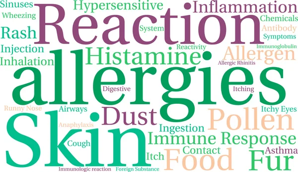 Allergie Word Cloud — Vettoriale Stock