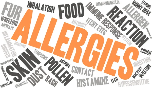 Allergieën Word Cloud — Stockvector