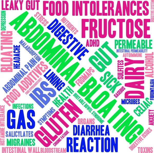 복 부 Bloating 단어 구름 — 스톡 벡터