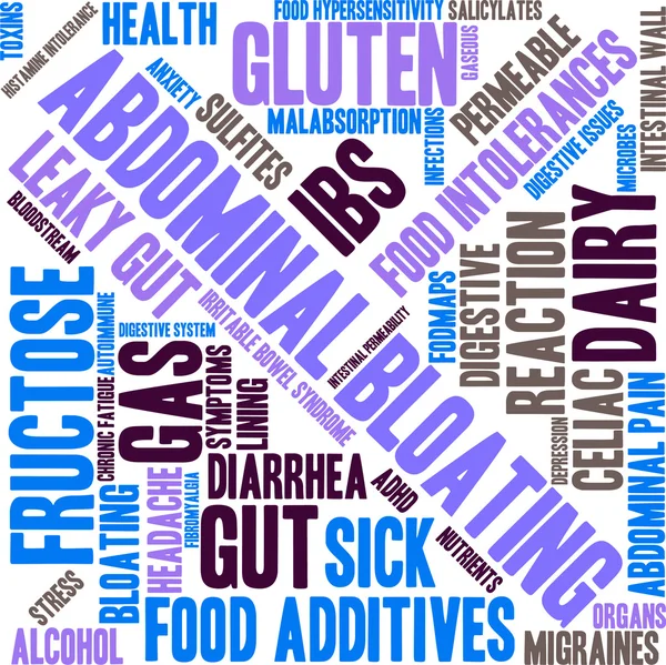 복 부 Bloating 단어 구름 — 스톡 벡터