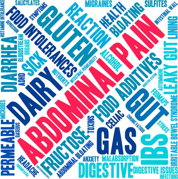 Nube de palabras de dolor abdominal — Archivo Imágenes Vectoriales