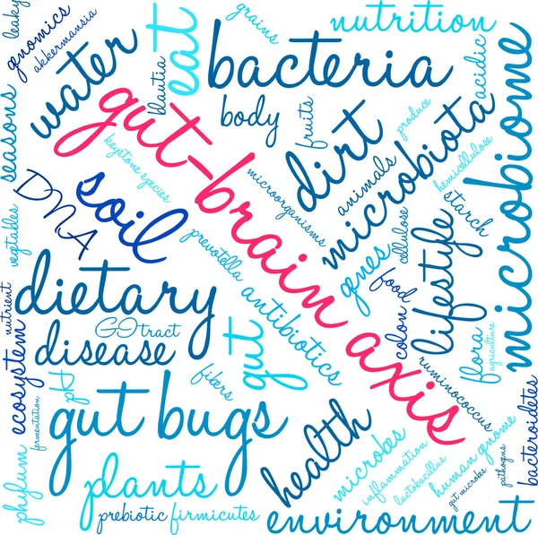 Nube de palabras de Eje Cerebro-Intestino — Vector de stock