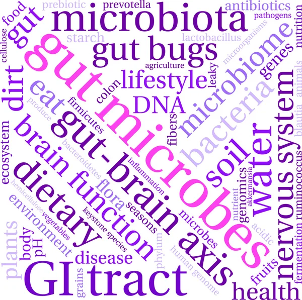 Microbios intestinales Word Cloud — Vector de stock