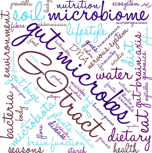 Microbios intestinales Word Cloud — Vector de stock