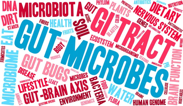 Micróbios intestinais nuvem de palavras —  Vetores de Stock