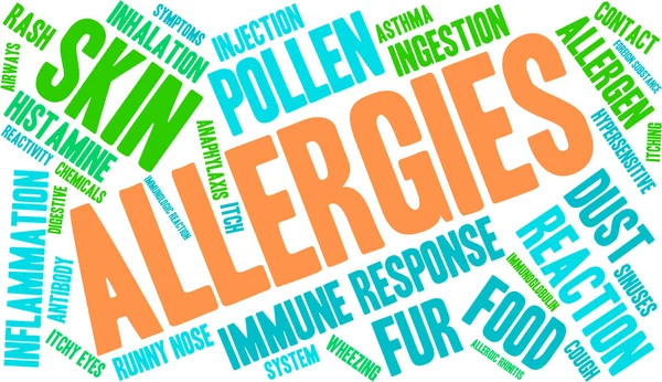 Alergias nuvem de palavras — Vetor de Stock