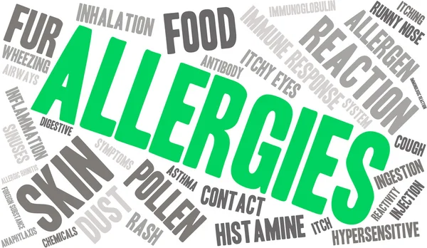 Allergie Word Cloud — Vettoriale Stock