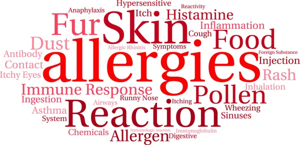 Allergie Word Cloud — Vettoriale Stock