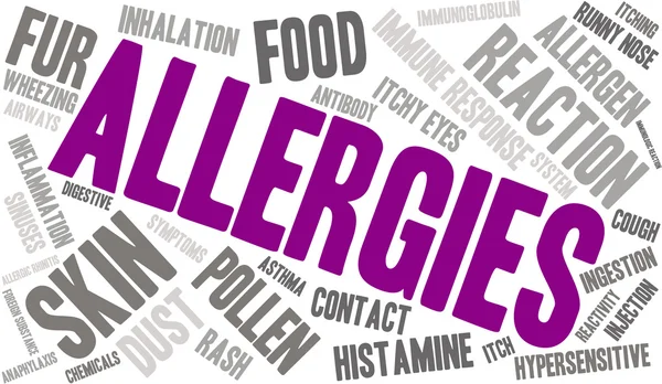 Allergie Word Cloud — Vettoriale Stock