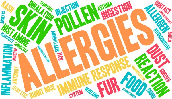 Allergie Word Cloud — Vettoriale Stock