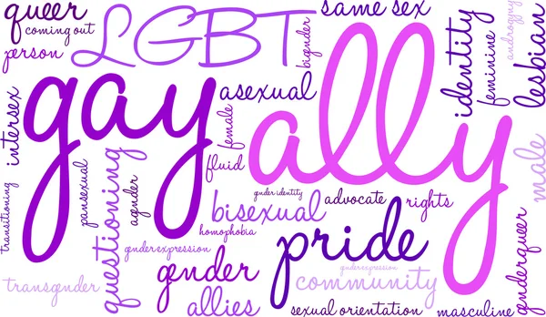 Aliado LGBT Word Cloud — Archivo Imágenes Vectoriales