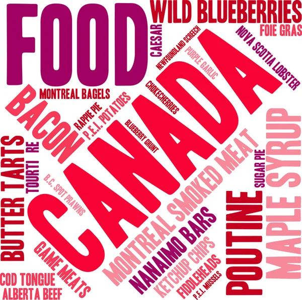 Kanada Food Word Cloud — Stock vektor