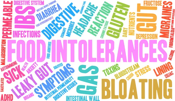 Voedsel-intolerantie Word Cloud — Stockvector