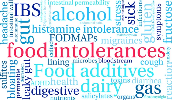 Intolerancias alimentarias Word Cloud — Vector de stock