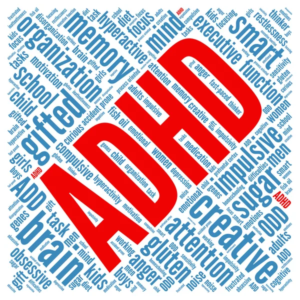 Nube de palabras ADHD — Vector de stock