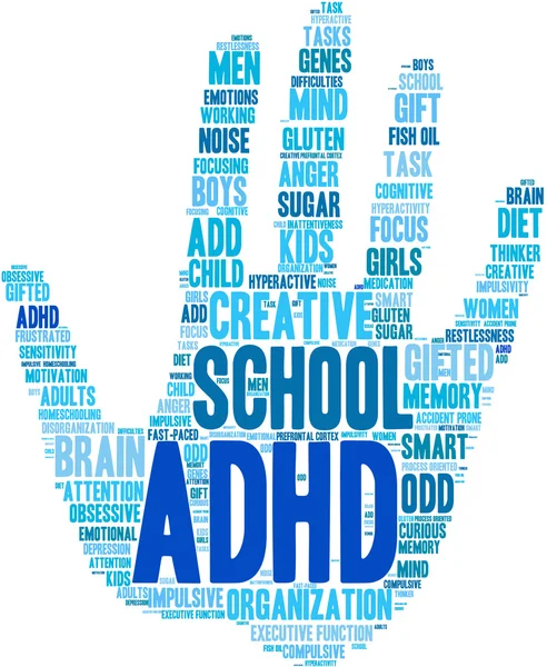 Nube de palabras ADHD — Vector de stock