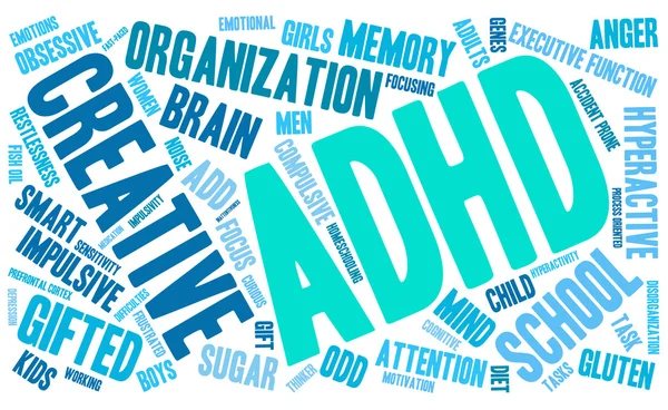 Nube de palabras ADHD — Vector de stock