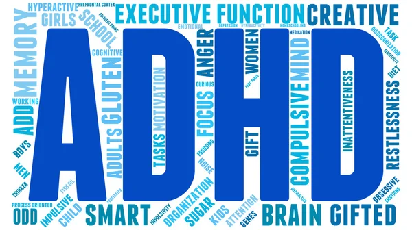 Nube de palabras ADHD — Vector de stock