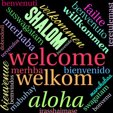 Uluslararası hoş geldiniz kelime bulutu
